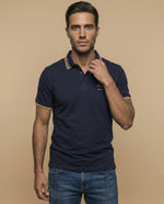 Polo manga corta con ribetes a contraste para hombre - Azul