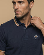 Polo manga corta con ribetes a contraste para hombre - Azul
