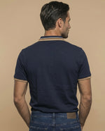 Polo manga corta con ribetes a contraste para hombre - Azul