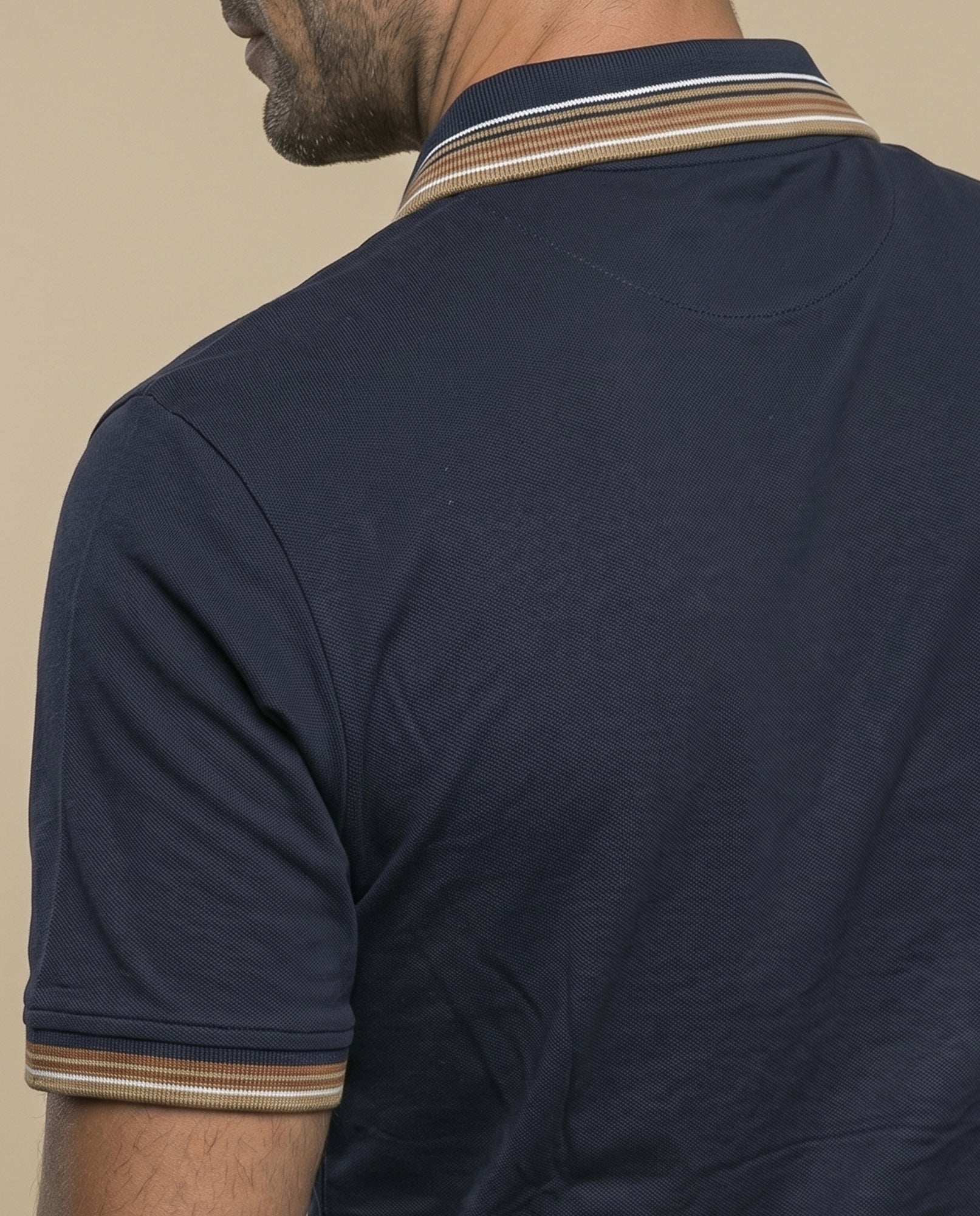 Polo manga corta con ribetes a contraste para hombre - Azul 34_305F320_AZU184530_6