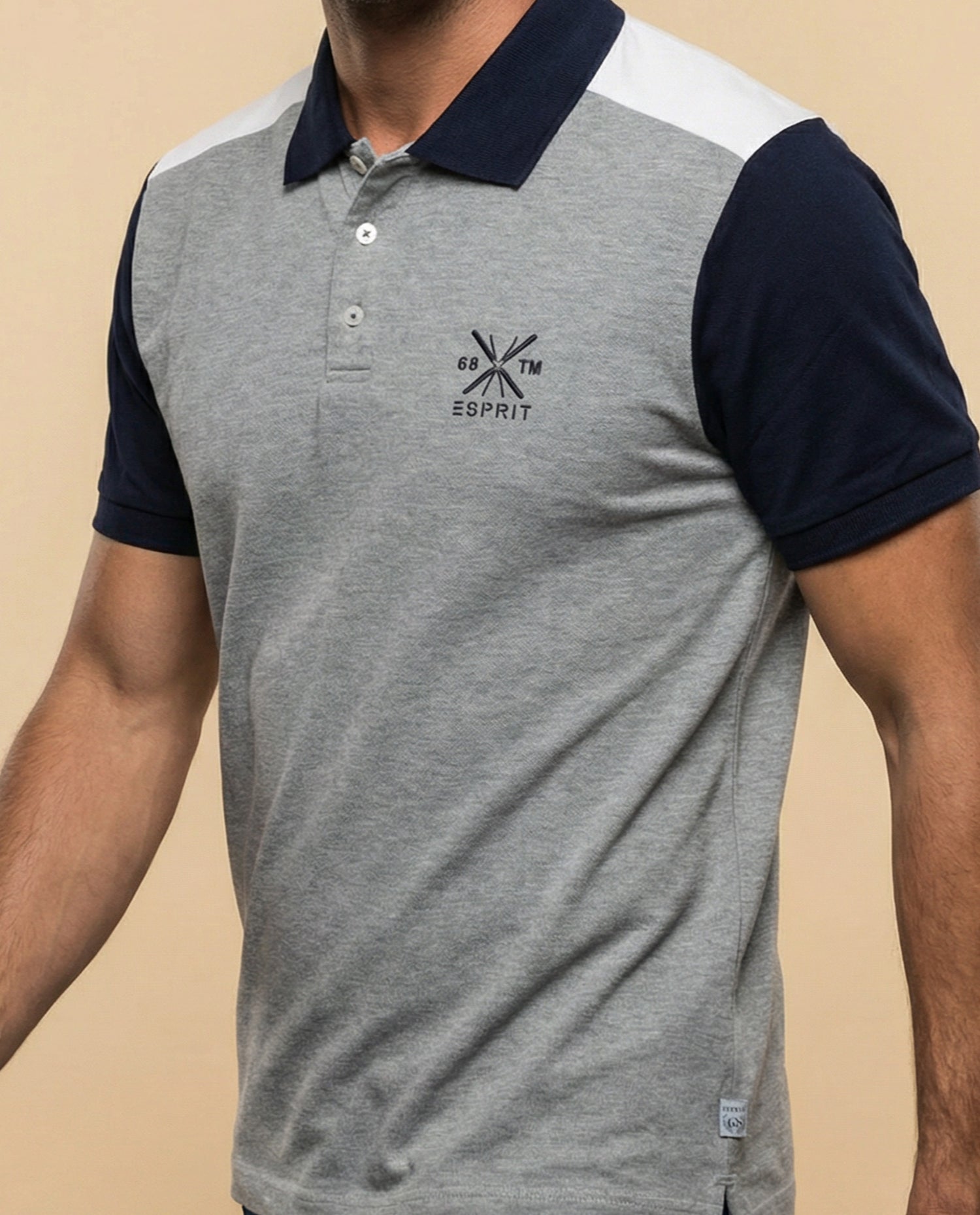Polo manga corta estilo rugby bloques de color - Gris