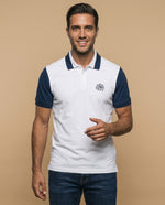 Polo manga corta con diseño en bloques de color para hombre - Blanco