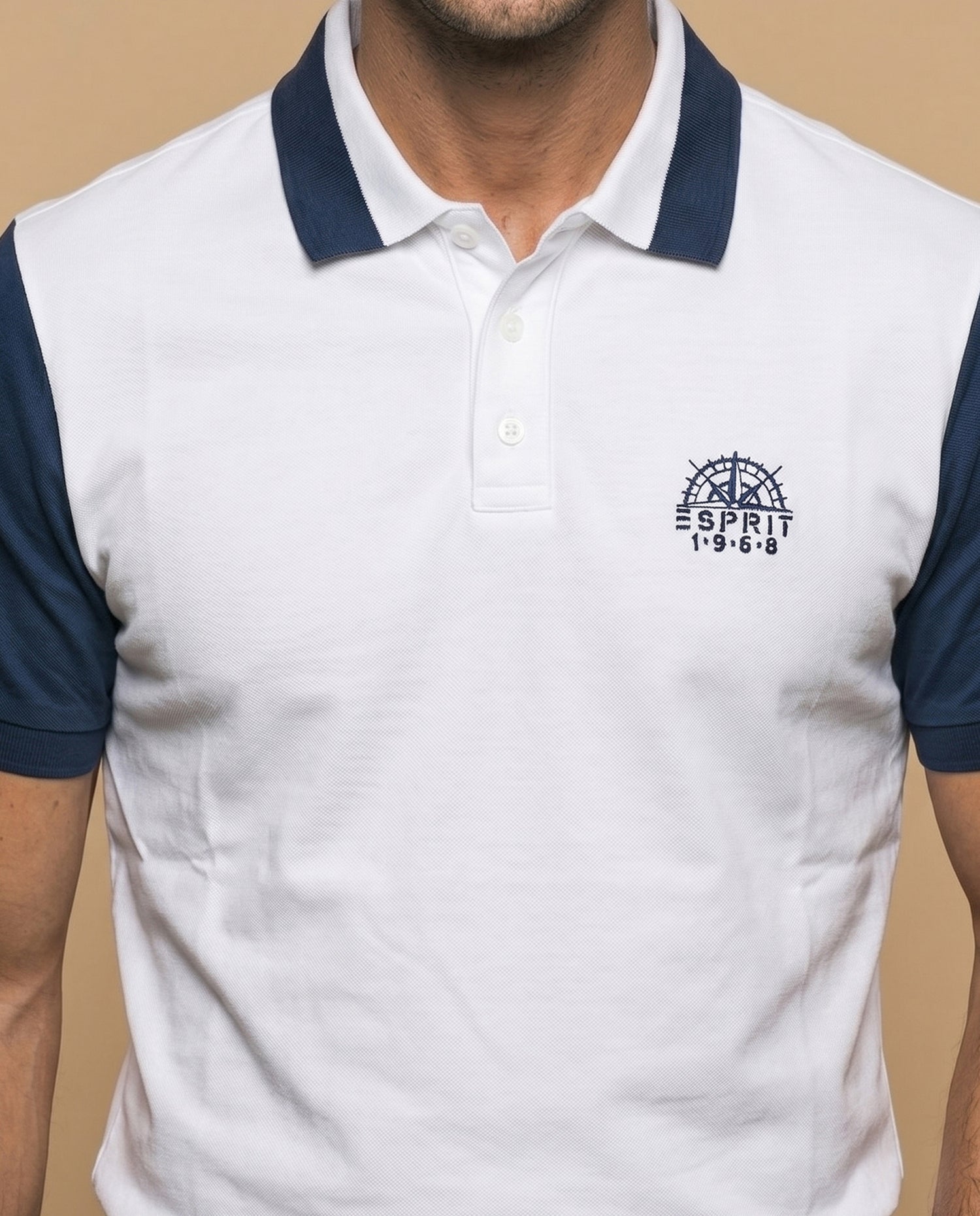 Polo manga corta con diseño en bloques de color para hombre - Blanco