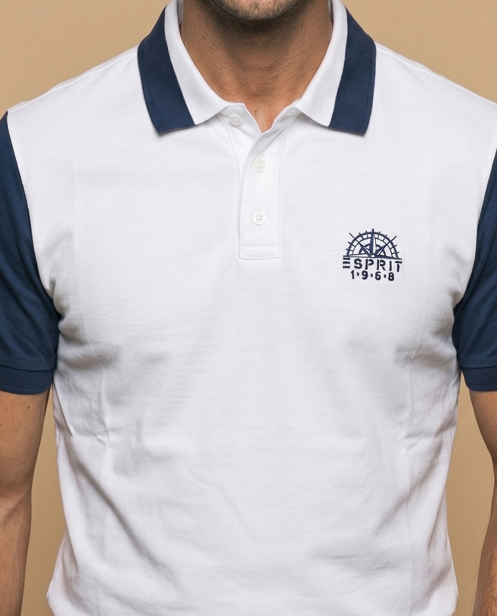 Polo manga corta con diseño en bloques de color para hombre - Blanco 34_305F339_BLA114202_3