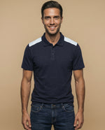 Polo manga corta con paneles decorativos en hombros para hombre - Azul