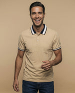 Polo cuadros pretéñido - Beige