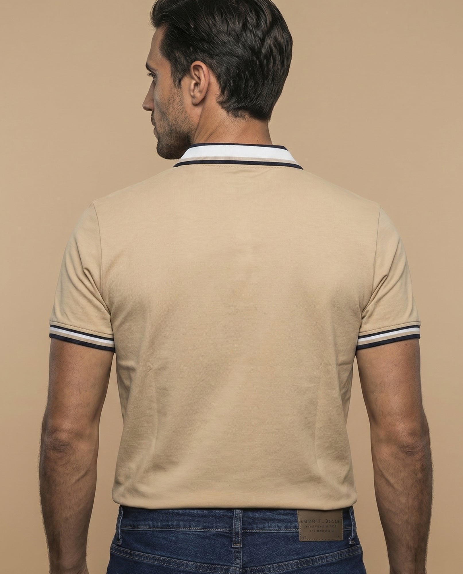 Polo cuadros pretéñido - Beige 34_305F347_BEI130607_4
