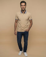 Polo cuadros pretéñido - Beige