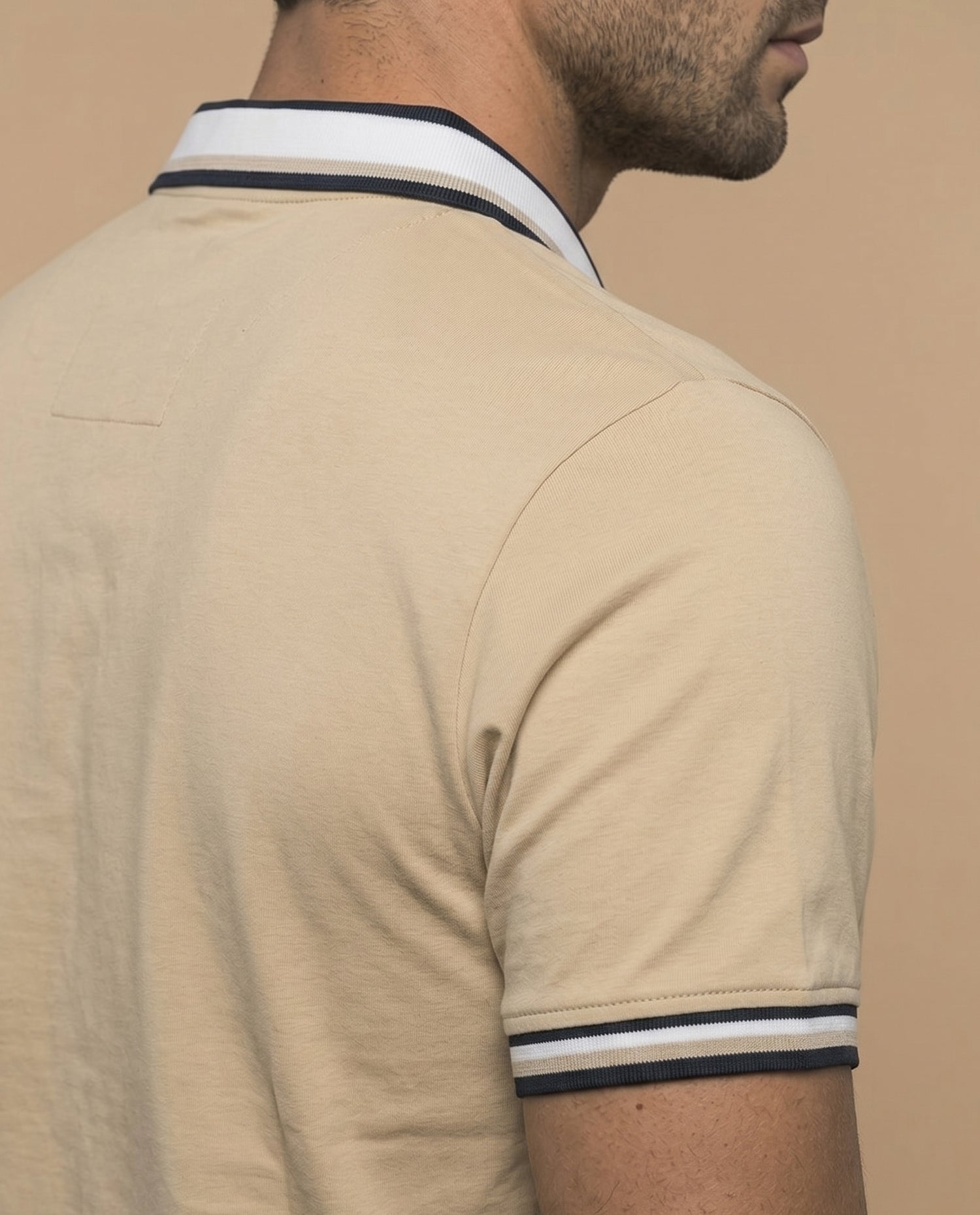 Polo cuadros pretéñido - Beige