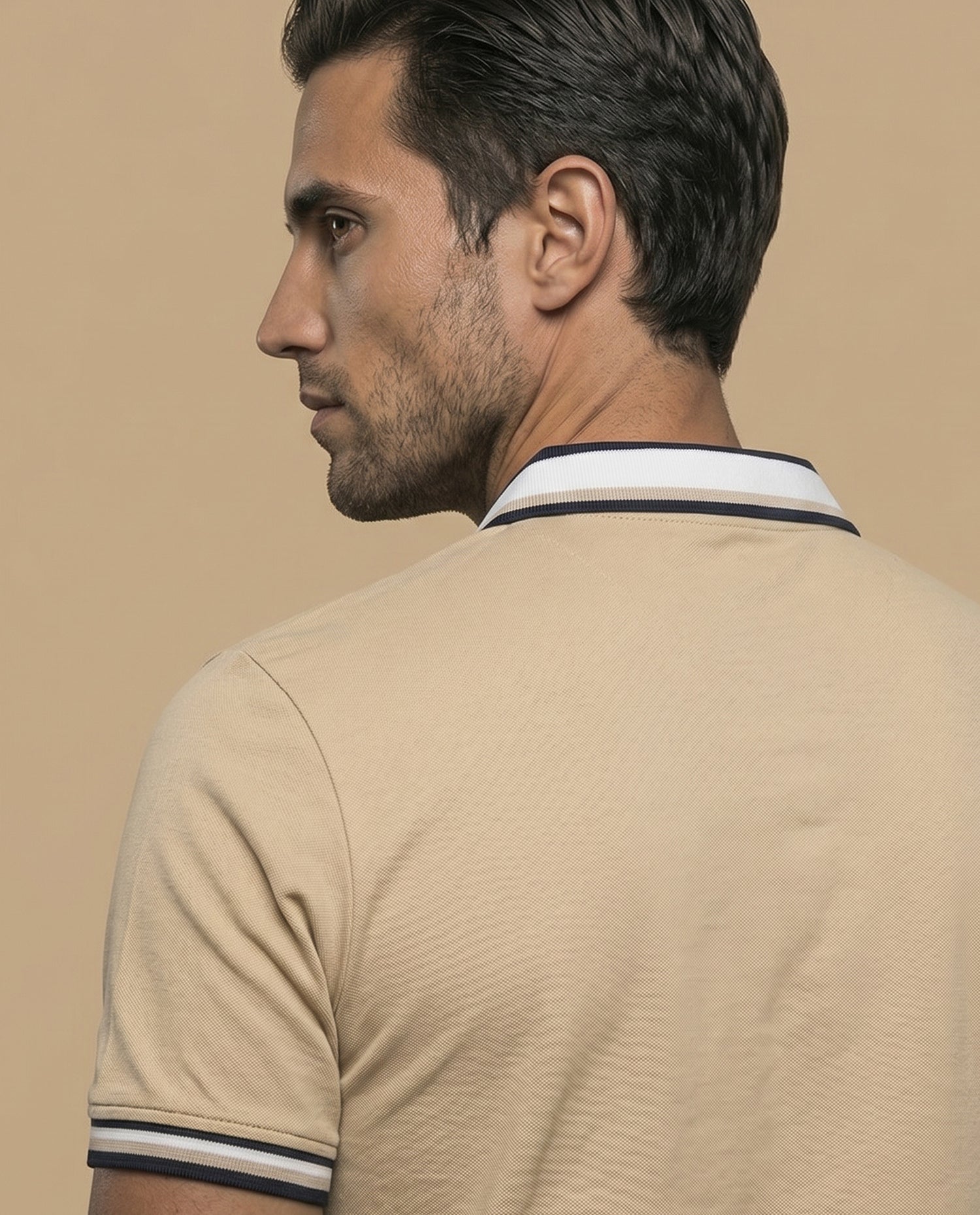 Polo cuadros pretéñido - Beige