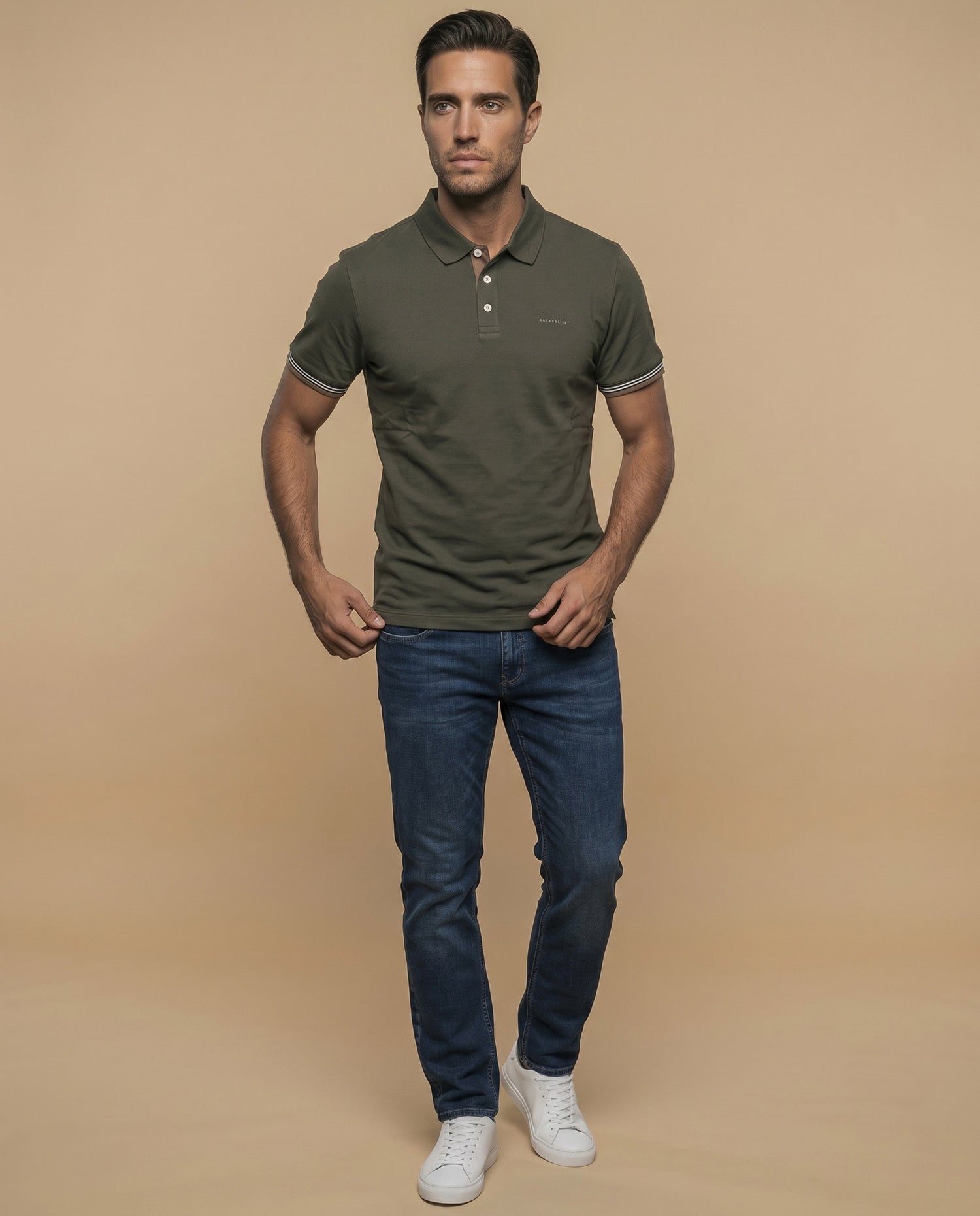 Polo cuadros pretintado - Verde