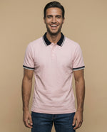 Polo cuello contrastado hombre - Rosa