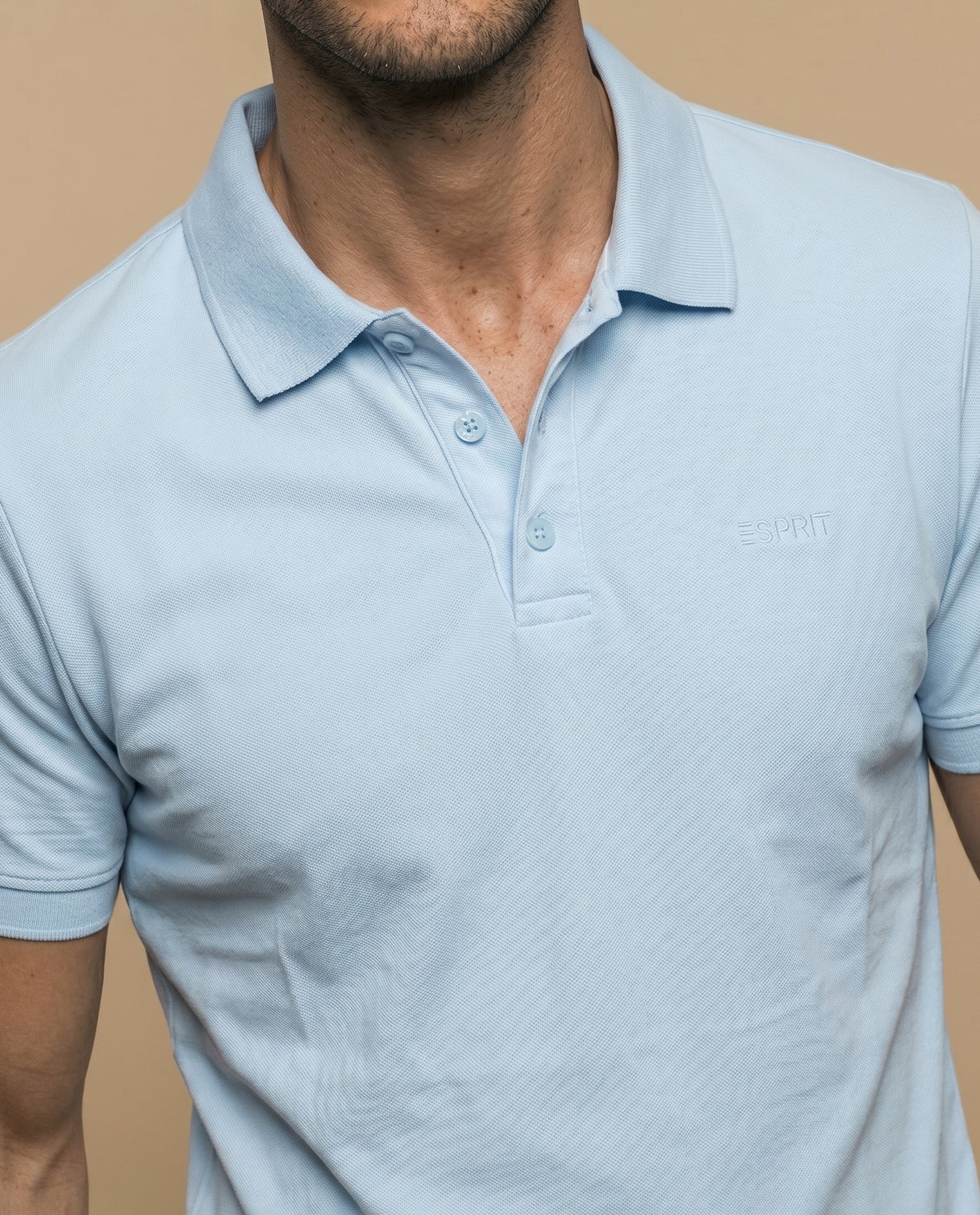 Polo manga corta en tejido piqué con logo bordado para hombre - Azul