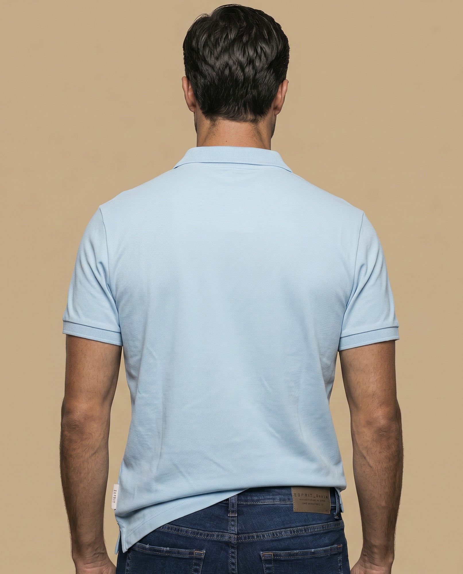 Polo manga corta en tejido piqué con logo bordado para hombre - Azul 34_305F355_AZU144306_4