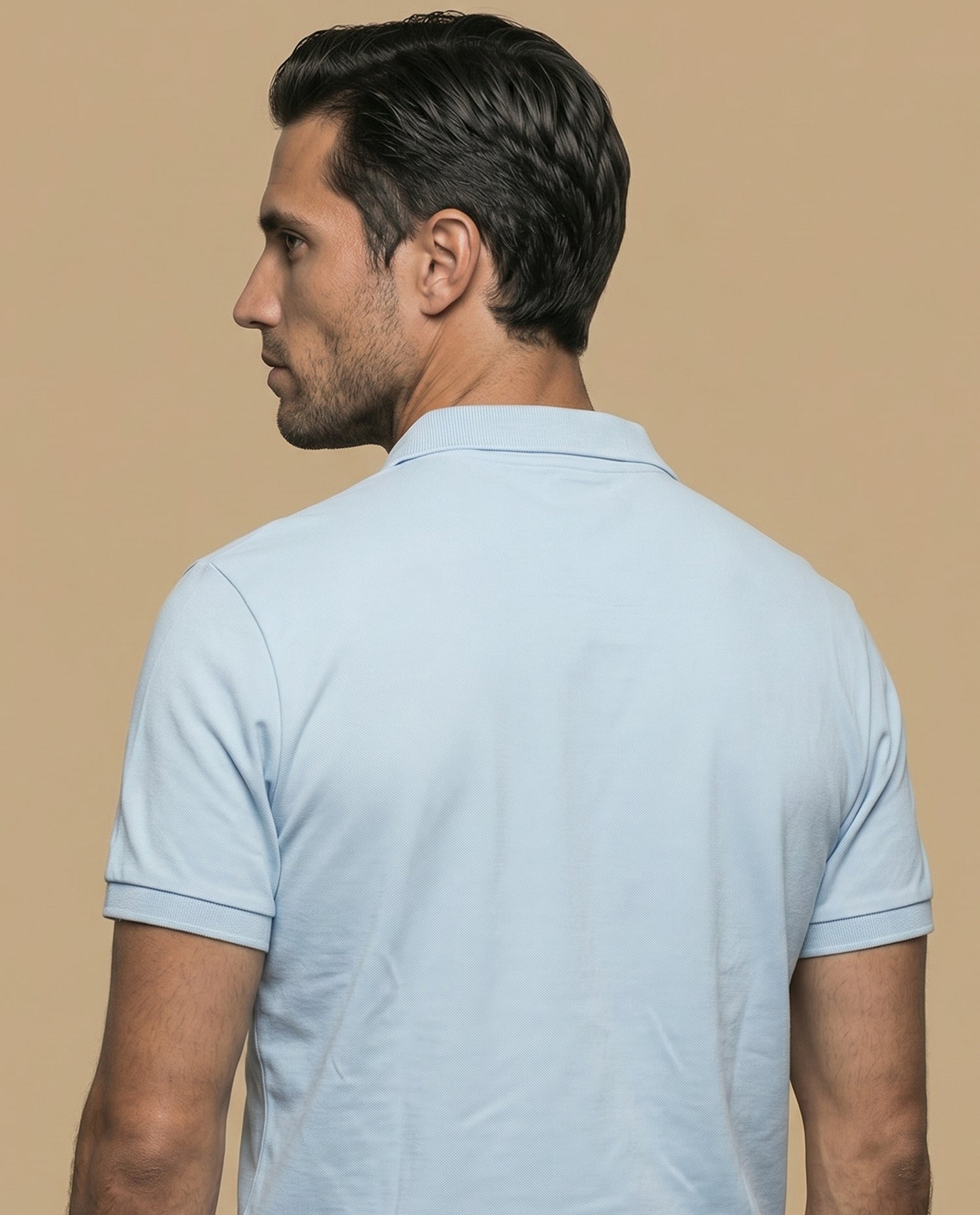 Polo manga corta en tejido piqué con logo bordado para hombre - Azul