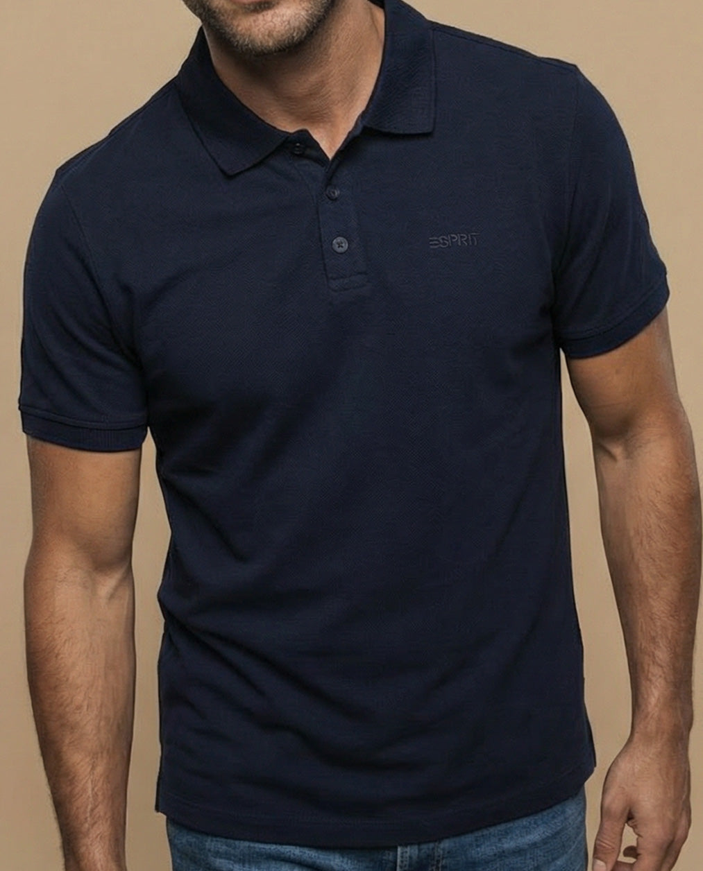 Polo manga corta en tejido piqué con logo bordado para hombre - Azul