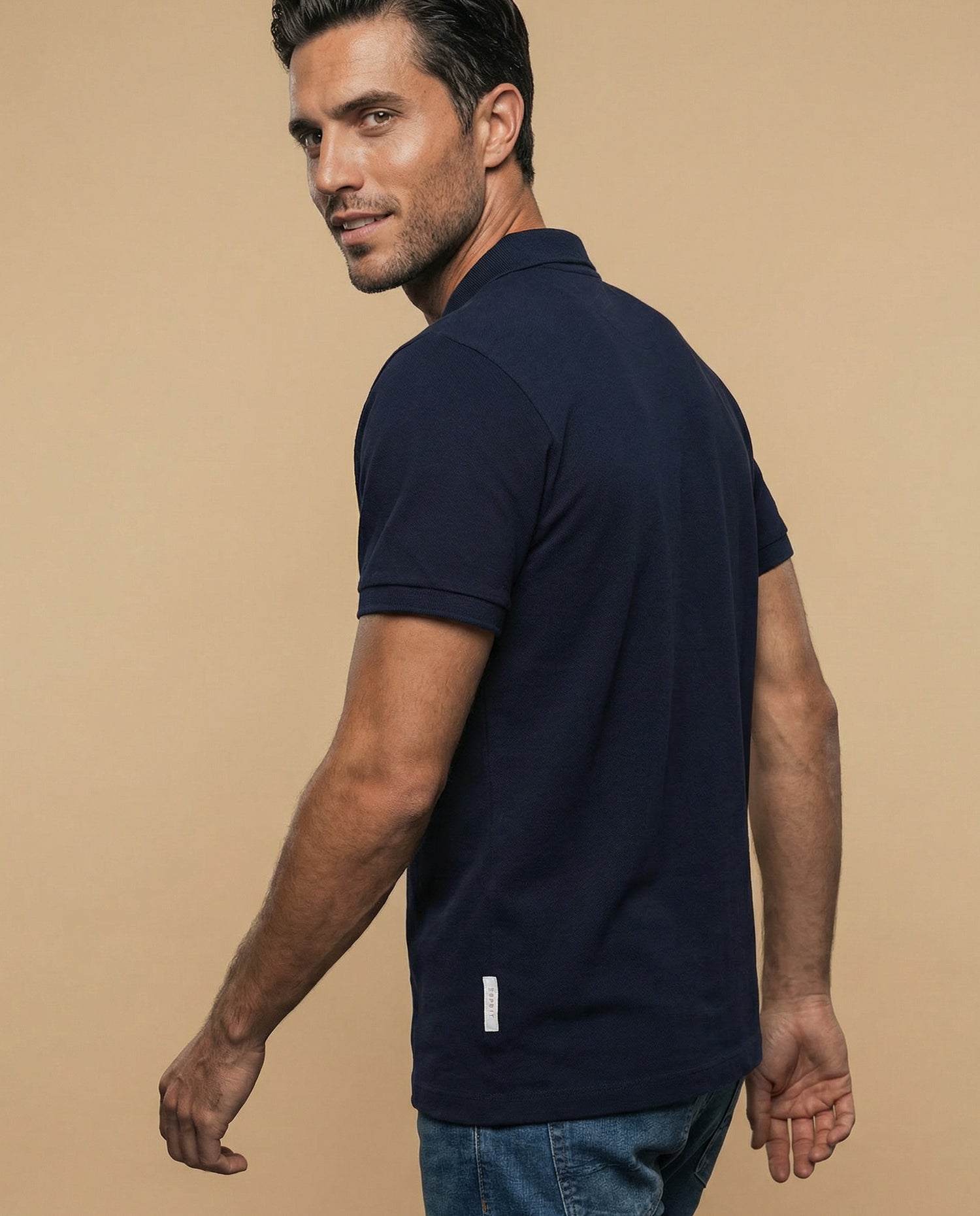 Polo manga corta en tejido piqué con logo bordado para hombre - Azul