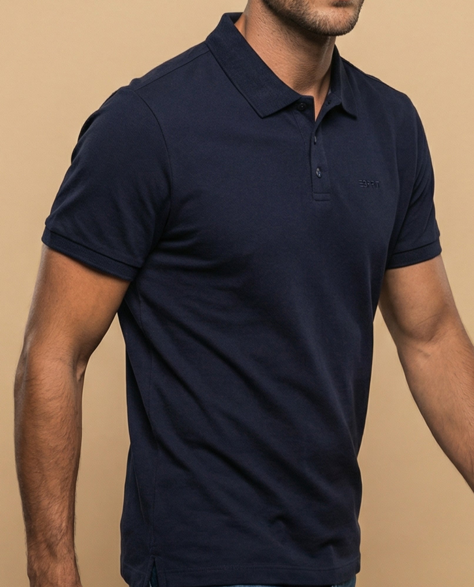 Polo manga corta en tejido piqué con logo bordado para hombre - Azul 34_305F355_AZU184530_6