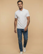 Polo manga corta en tejido piqué con logo bordado para hombre - Blanco