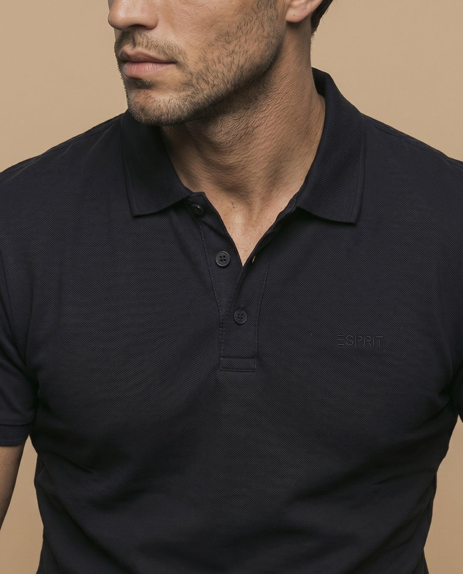 Polo manga corta en tejido piqué con logo bordado para hombre - Negro 34_305F355_NEG190303_3