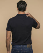 Polo manga corta en tejido piqué con logo bordado para hombre - Negro