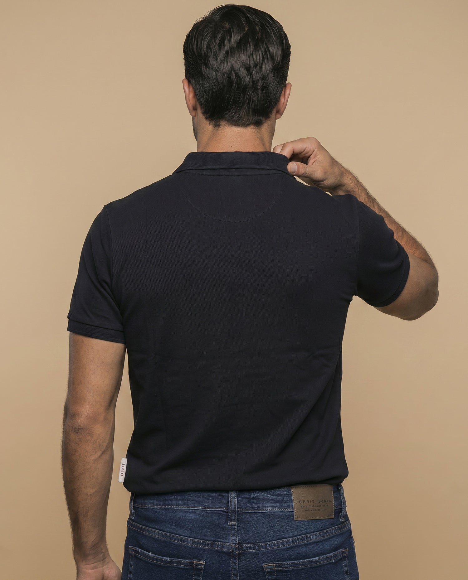 Polo manga corta en tejido piqué con logo bordado para hombre - Negro