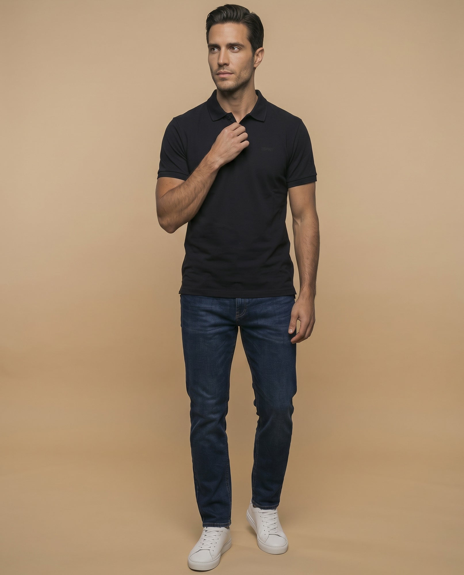 Polo manga corta en tejido piqué con logo bordado para hombre - Negro 34_305F355_NEG190303_5