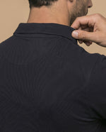 Polo manga corta en tejido piqué con logo bordado para hombre - Negro