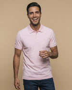 Polo manga corta en tejido piqué con logo bordado para hombre - Rosa
