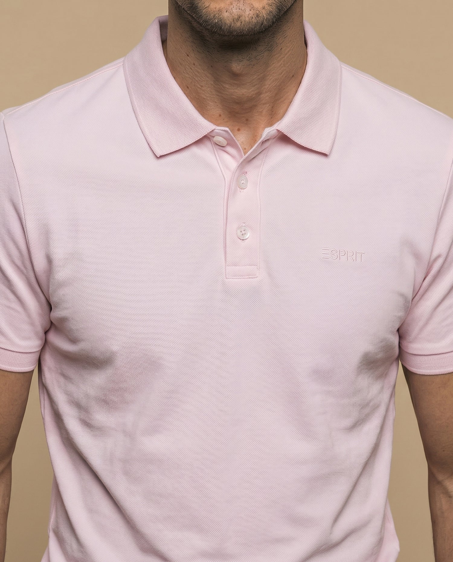 Polo manga corta en tejido piqué con logo bordado para hombre - Rosa