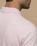 Polo manga corta en tejido piqué con logo bordado para hombre - Rosa