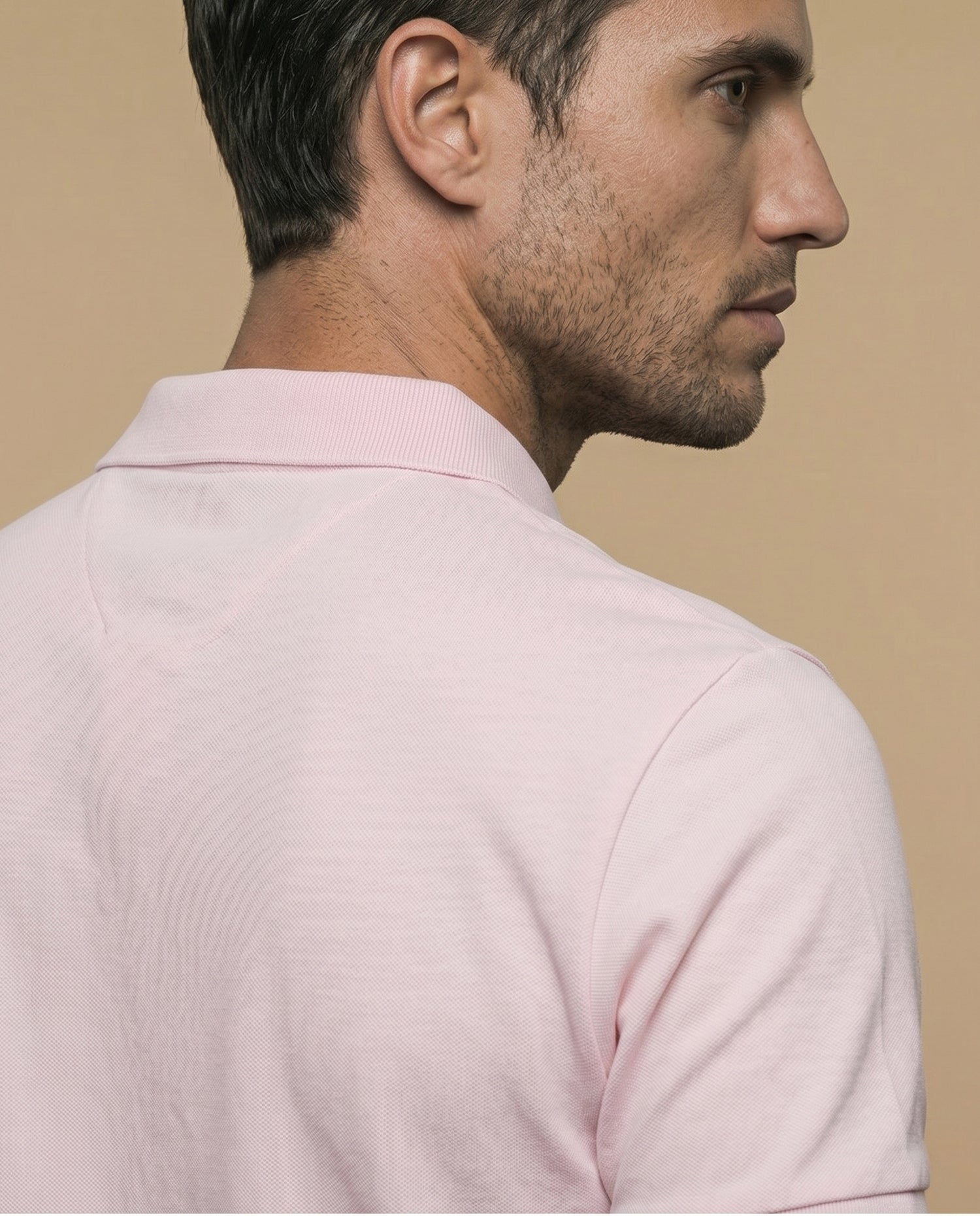 Polo manga corta en tejido piqué con logo bordado para hombre - Rosa