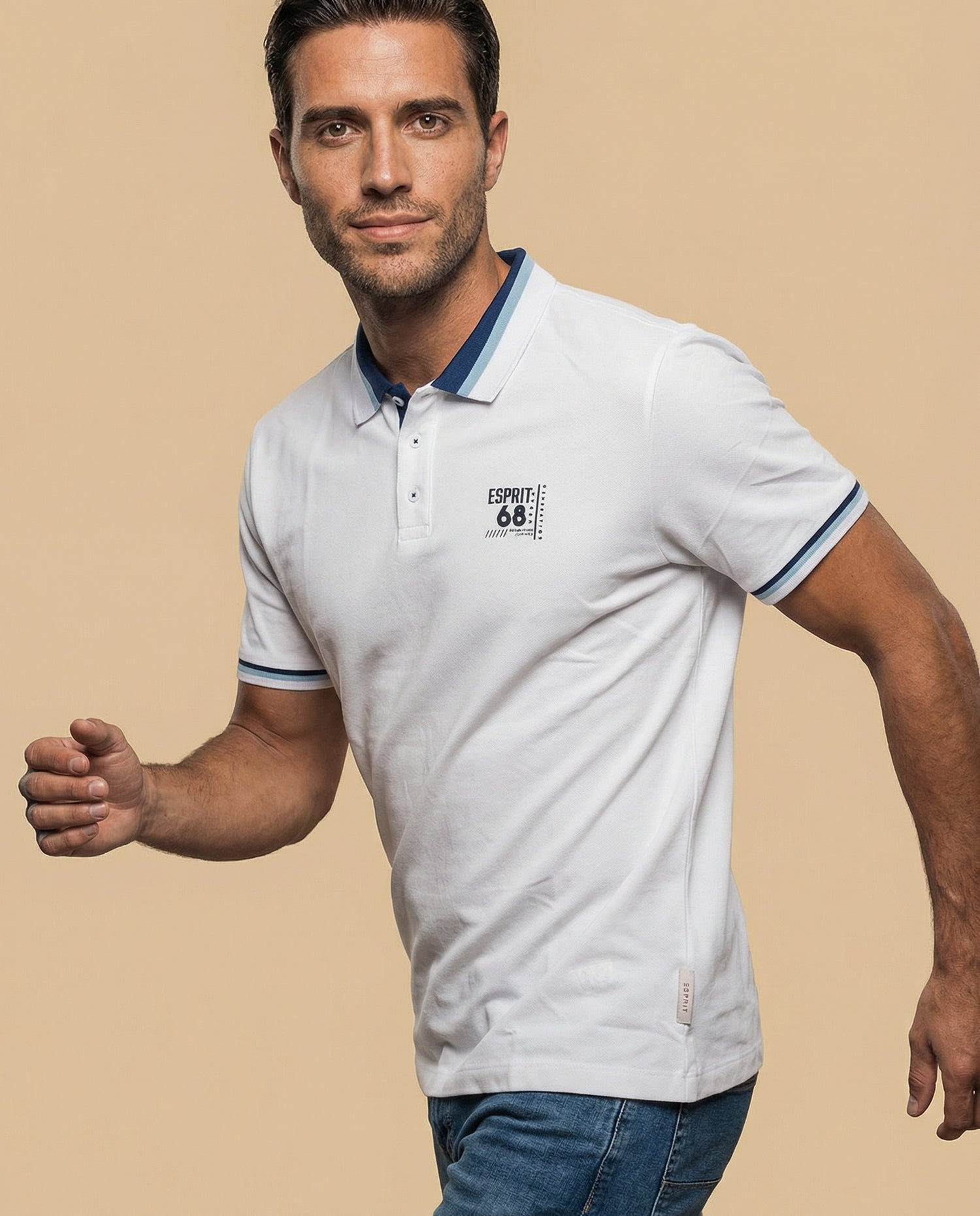 Polo Regular Algodón Hombre - Blanco