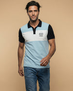 Polo estampado bloques de color - Azul
