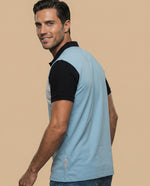 Polo estampado bloques de color - Azul