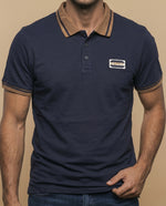 Polo manga corta con ribetes en contraste para hombre - Azul