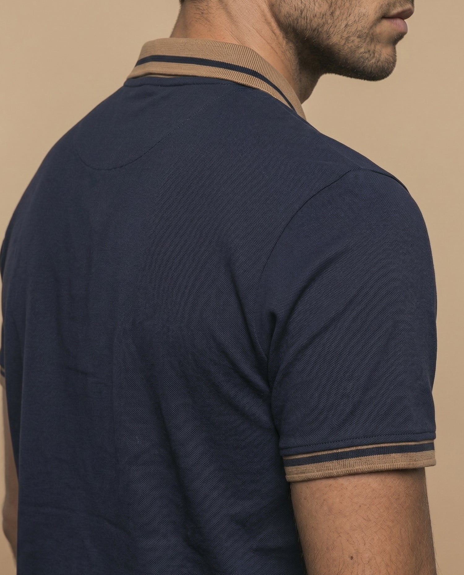 Polo manga corta con ribetes en contraste para hombre - Azul