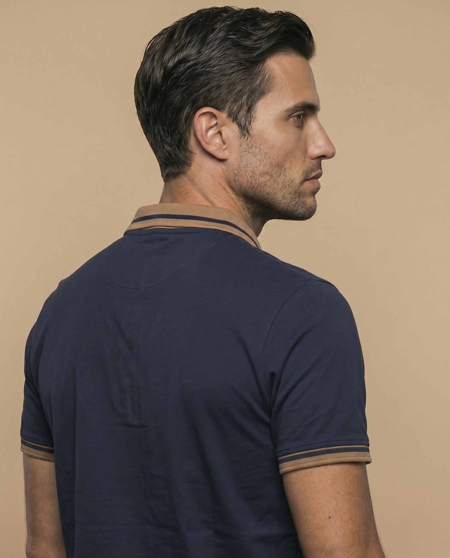 Polo manga corta con ribetes en contraste para hombre - Azul