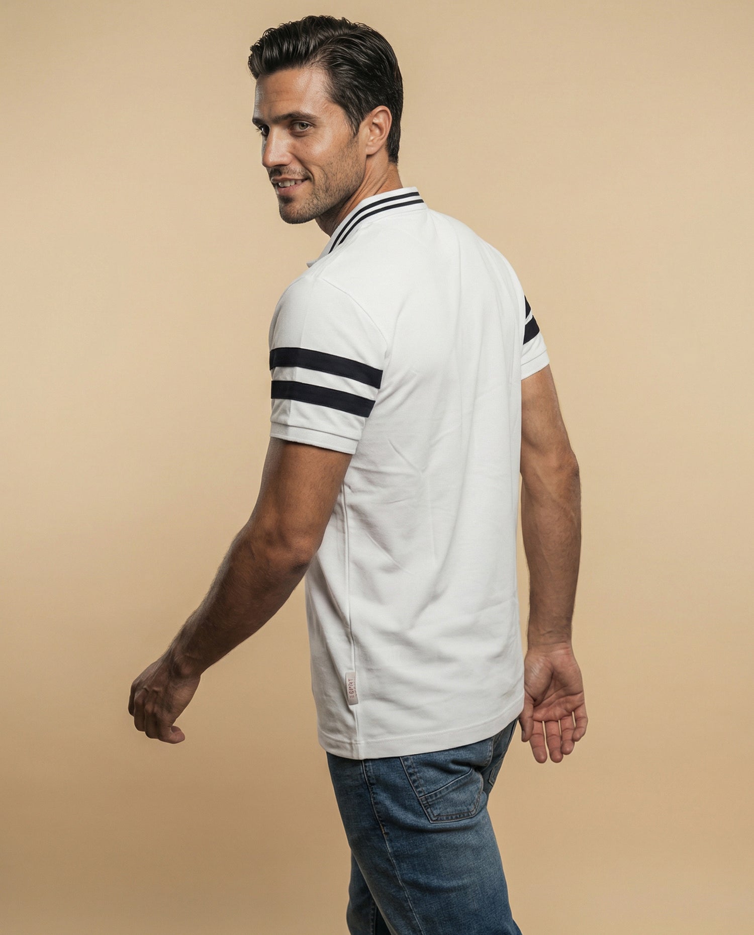 Polo de cuadros pretintado - Blanco