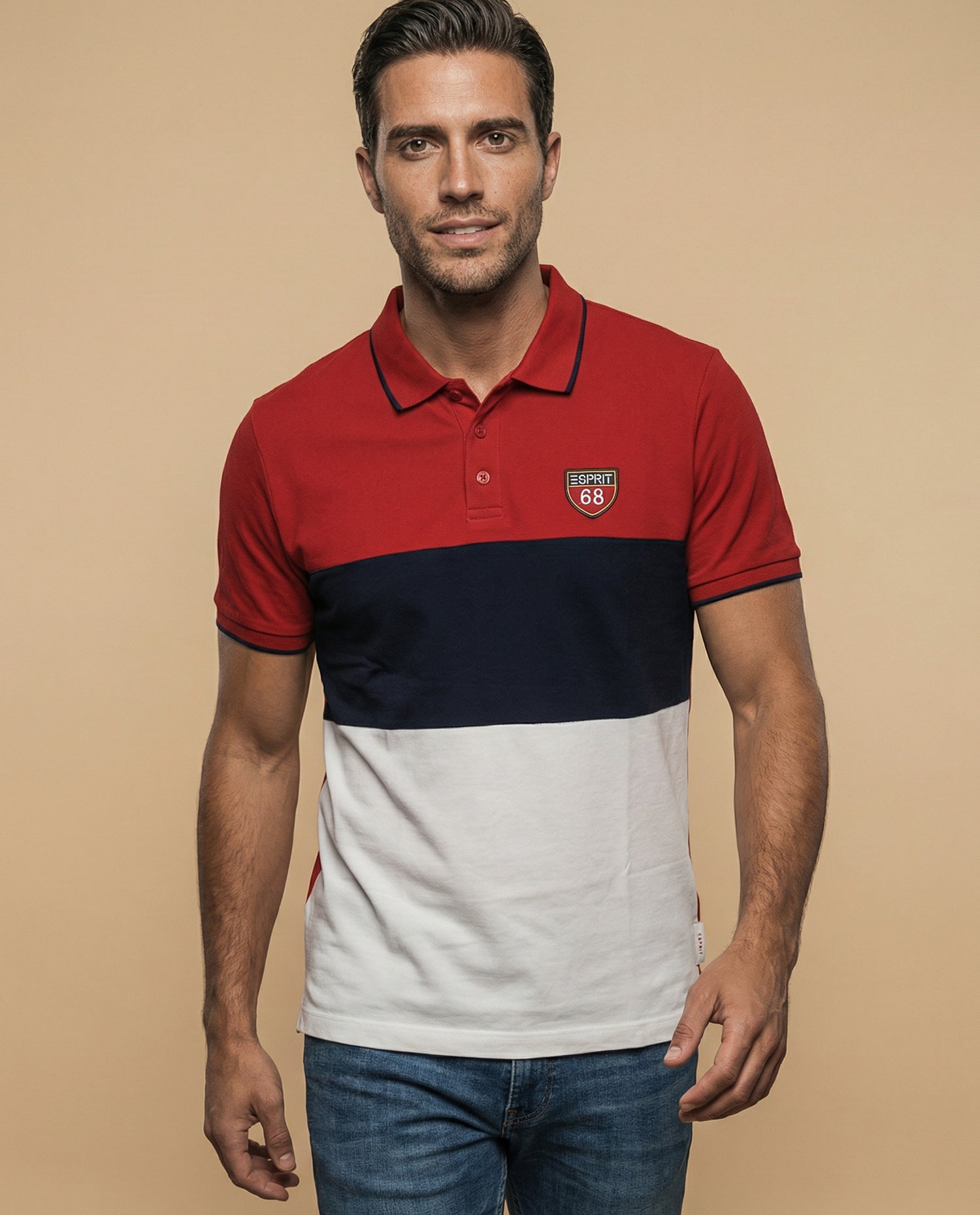 Polo Hombre Cuadros Regular - Rojo
