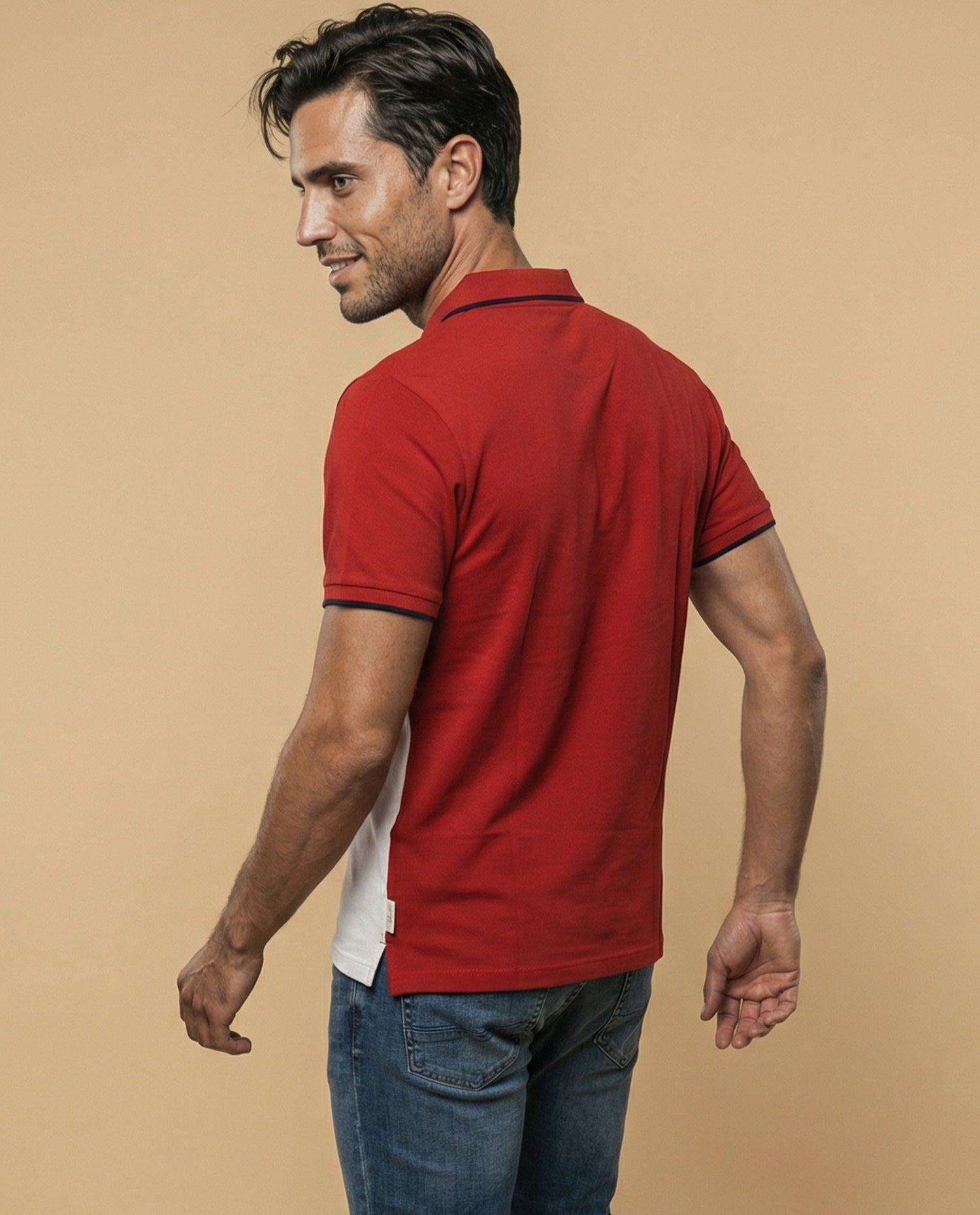Polo Hombre Cuadros Regular - Rojo