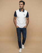 Polo manga corta con mangas y cuello en contraste para hombre - Crudo