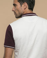 Polo manga corta con mangas y cuello en contraste para hombre - Crudo