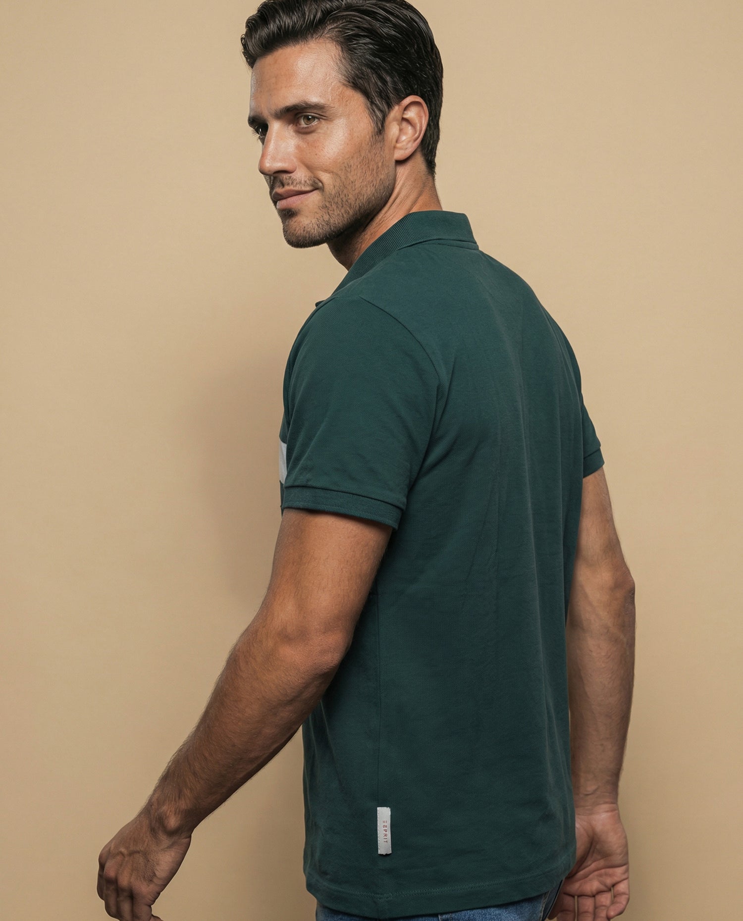 Polo de manga corta con franjas horizontales para hombre - Verde