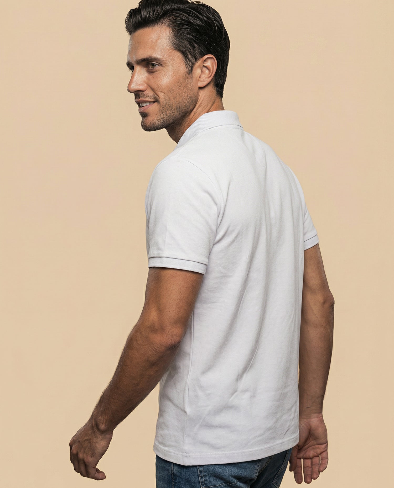 Polo manga corta con cuello clásico para hombre - Crudo