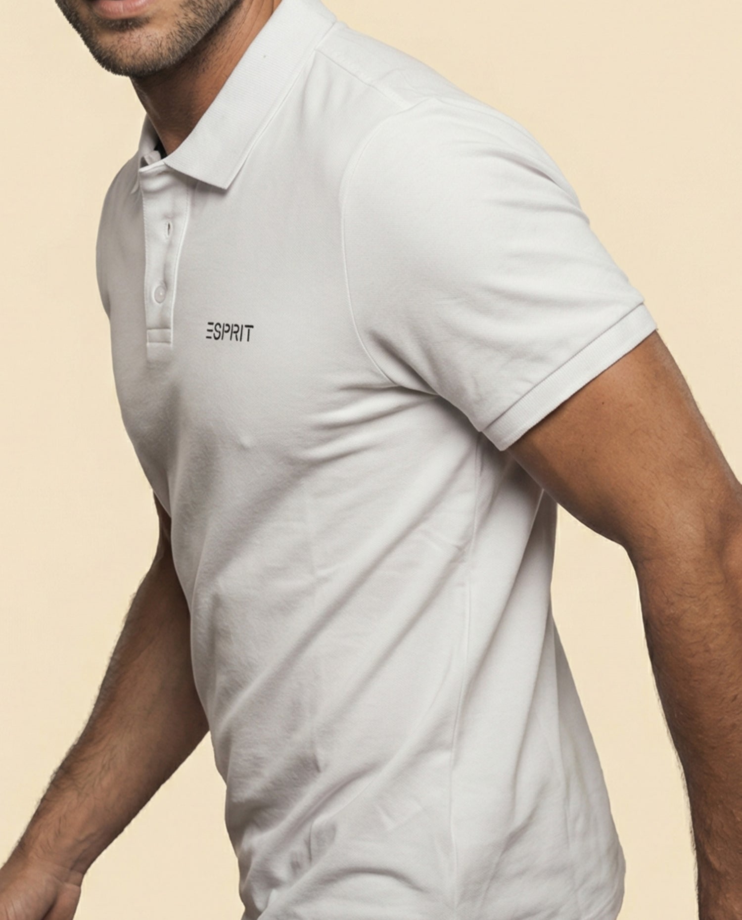 Polo manga corta con cuello clásico para hombre - Crudo