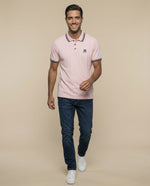 Polo manga corta con ribetes a rayas - Rosa