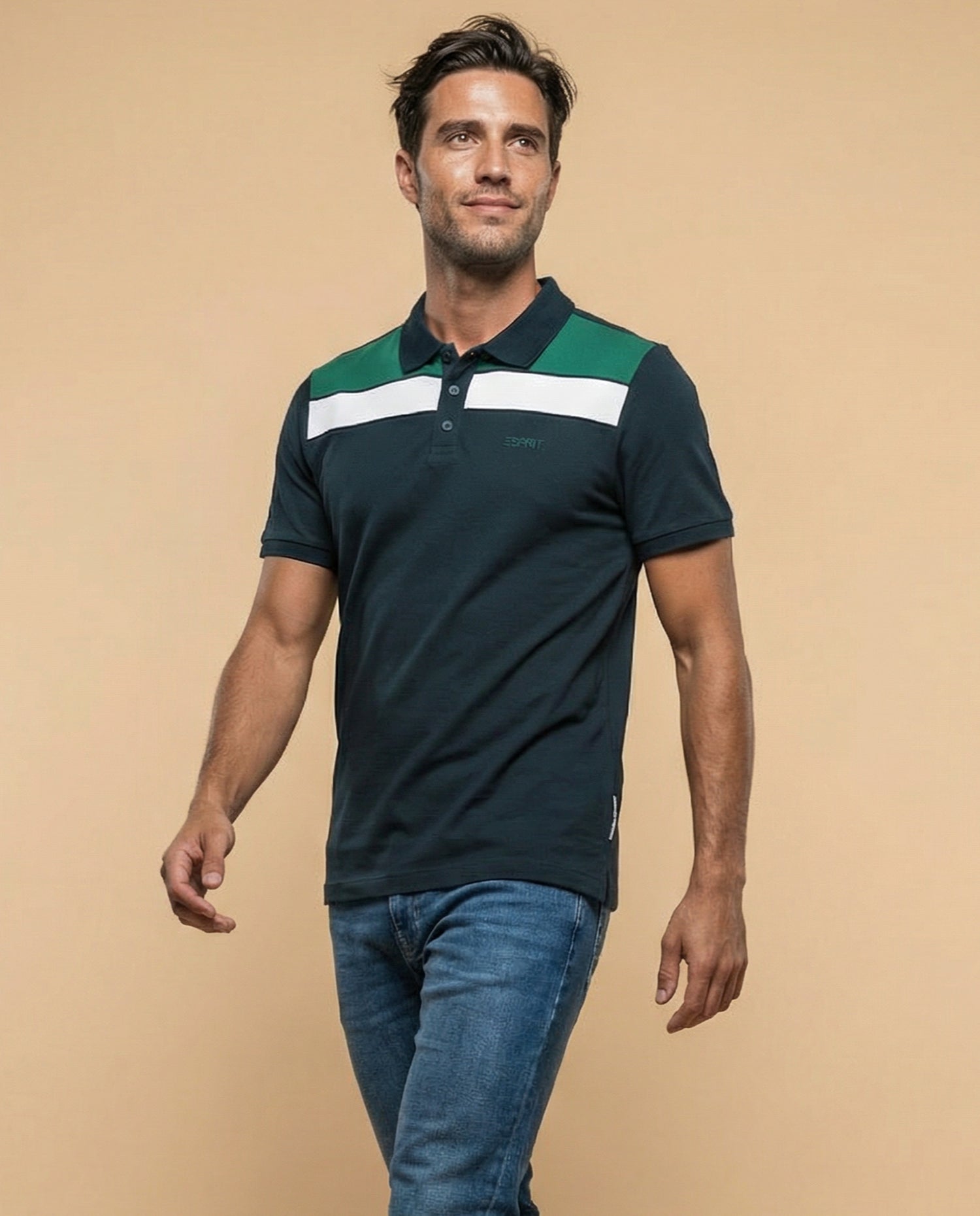 Polo Regular Azul Marino - Verde
