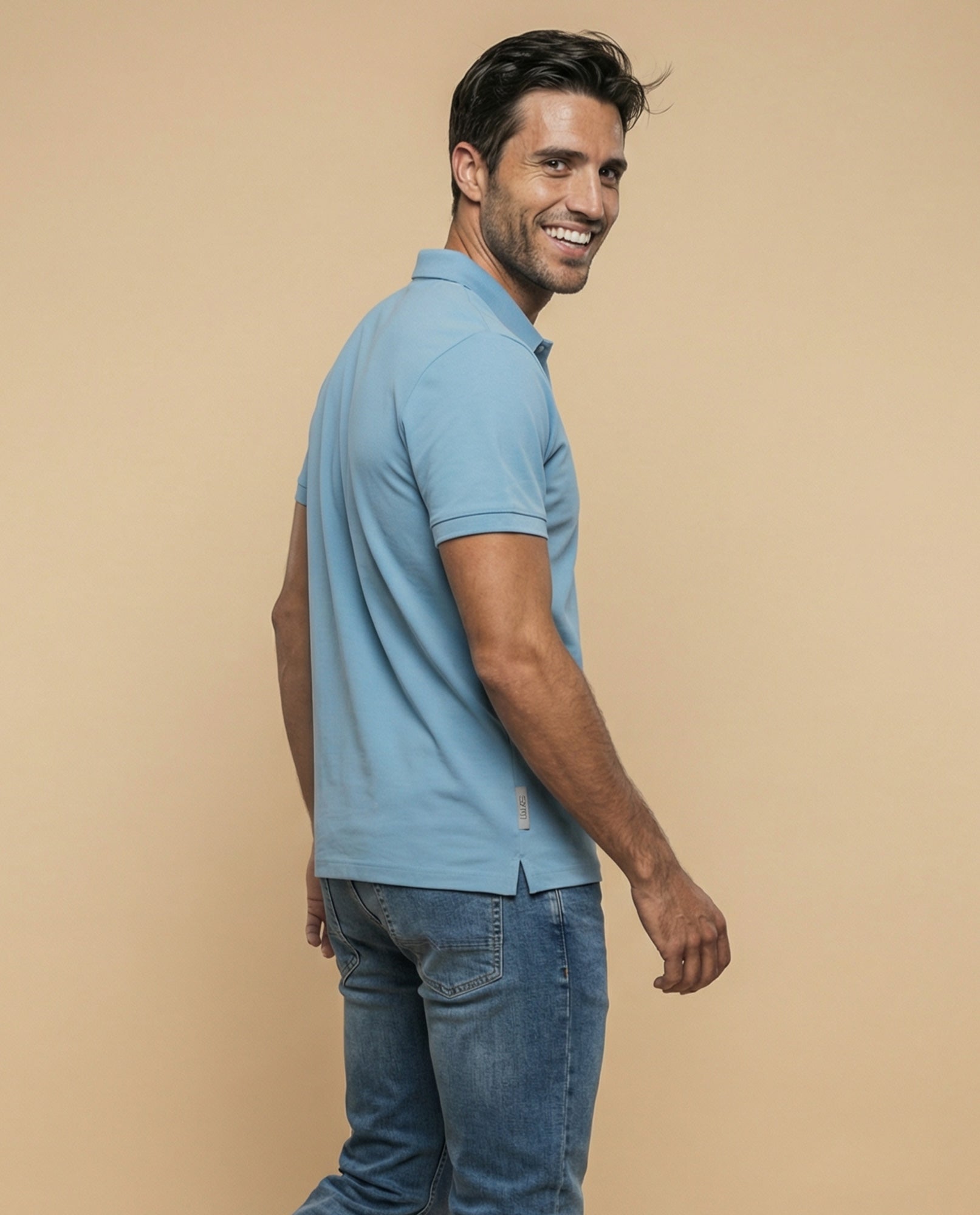 Polo manga corta con cuello clásico para hombre - Azul 34_305F387_AZU134110_4