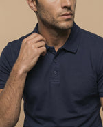 Polo manga corta con cuello clásico para hombre - Azul